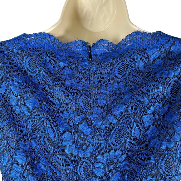 Calvin Klein Dress Womens 4P Celestial Blue Lace Scalloped Neck Sheath Cocktail - Picture 6 of 11